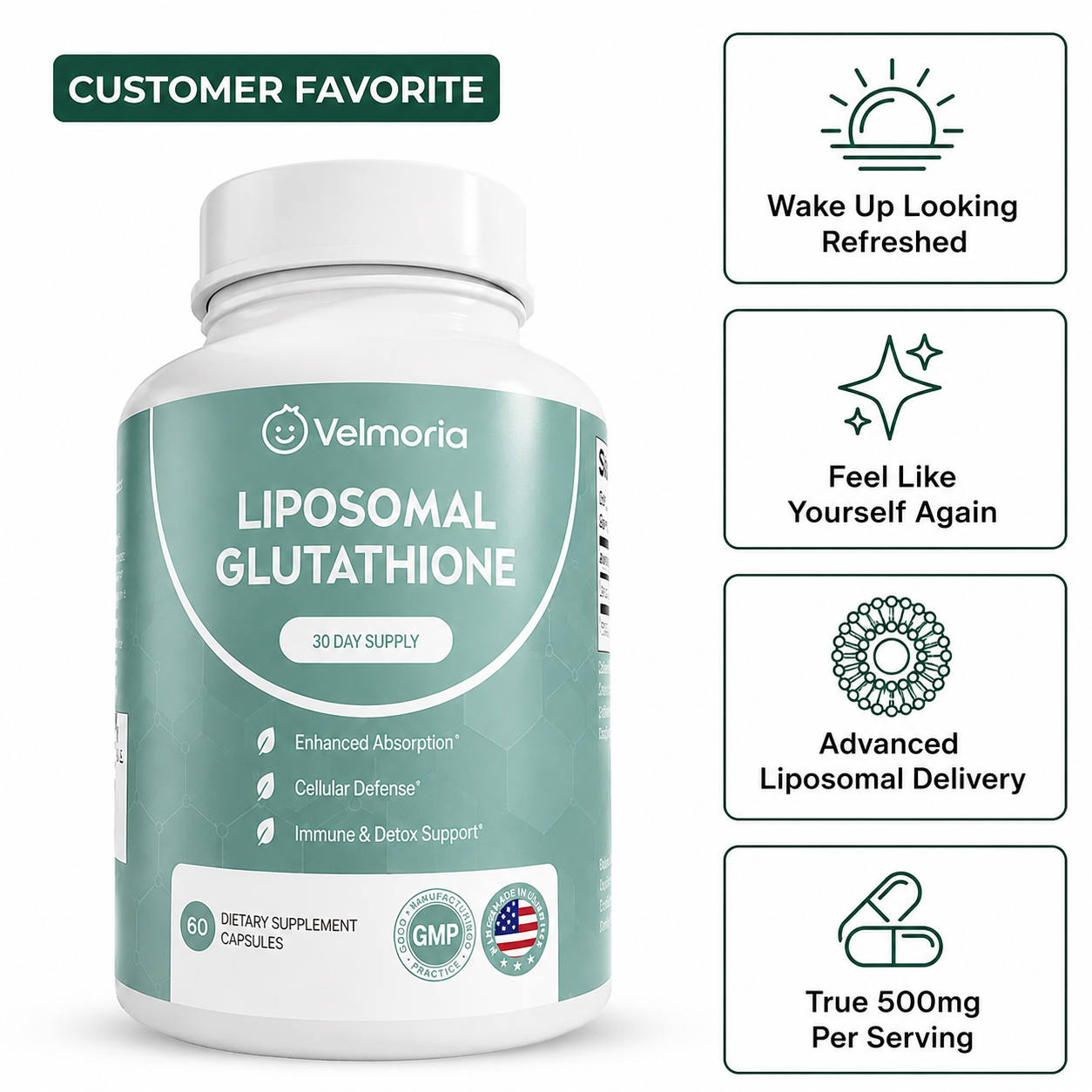 Velmoria EvenGlow™ Liposomal Glutathione